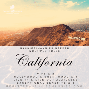 Hollywood, Brentwood, Agoura Hills and Silicon Valley, Nanny jobs